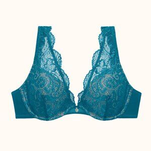 Lace Contour Plunge Bra - Ocean, 32C